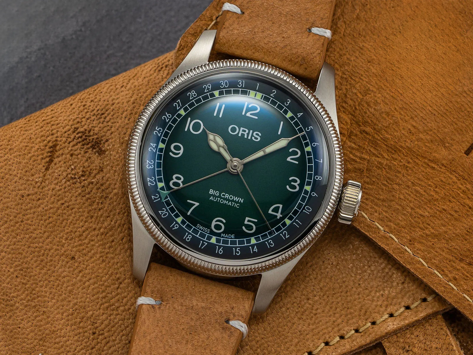 Green dial watch from Oris