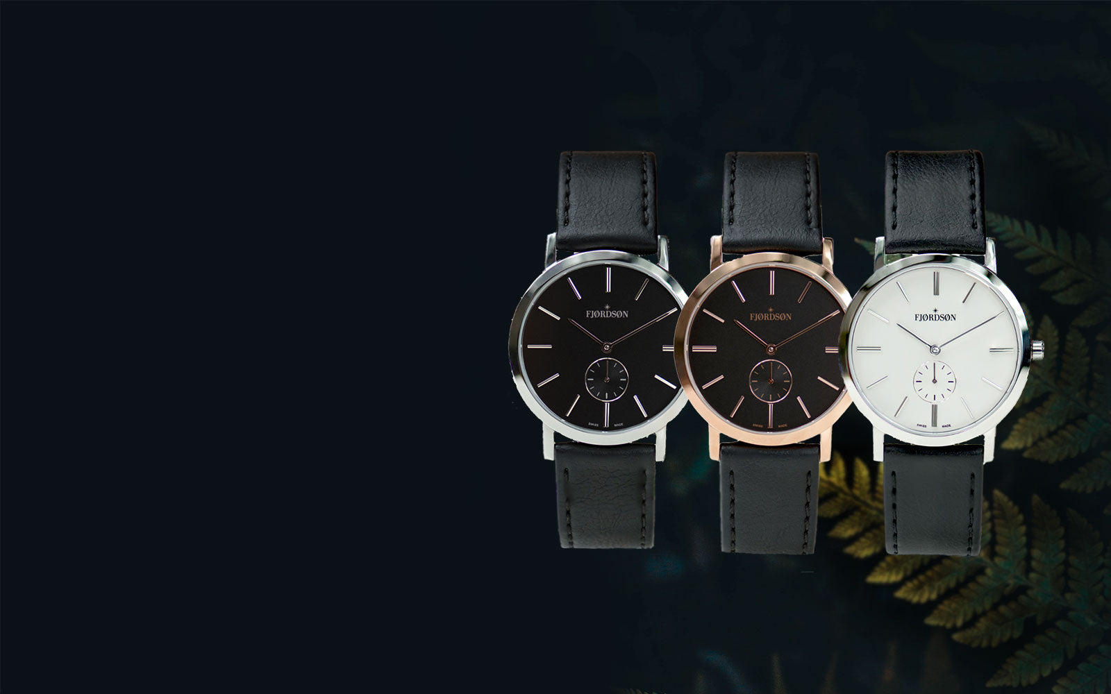 Vegan watch in black dial, white dial and with rose gold - vegan leather