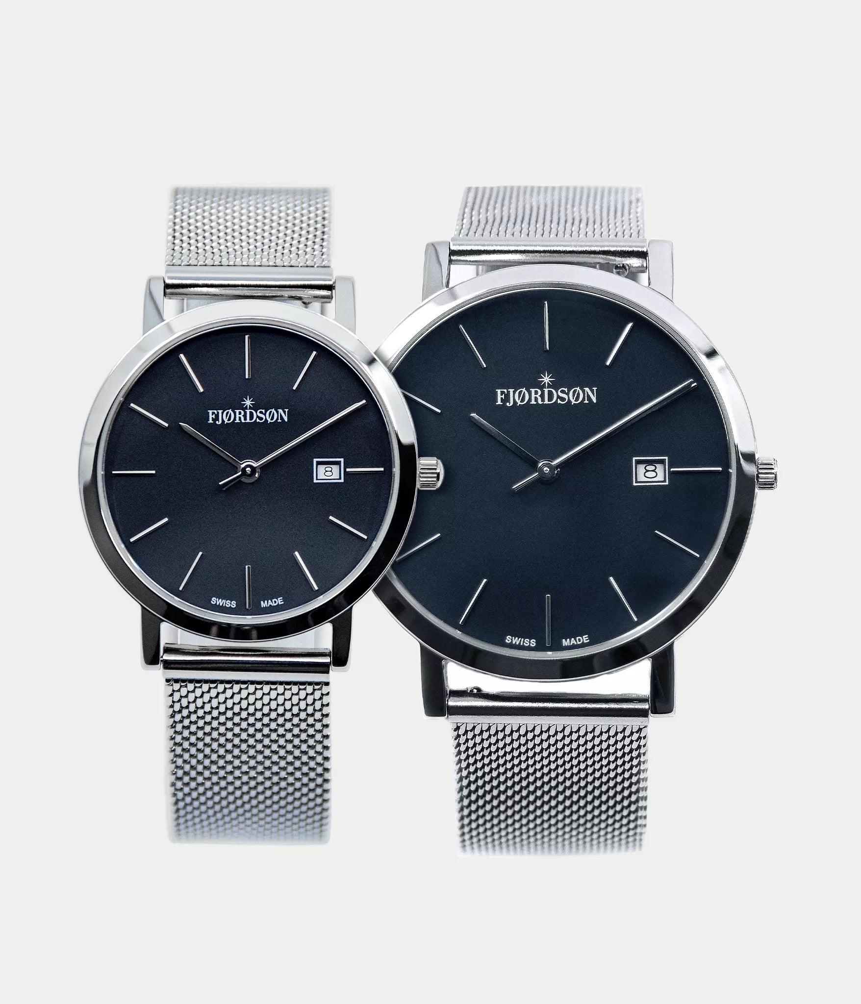91 Black Dial With Metal Mesh Strap Matching Couple Watches Set Fjordson
