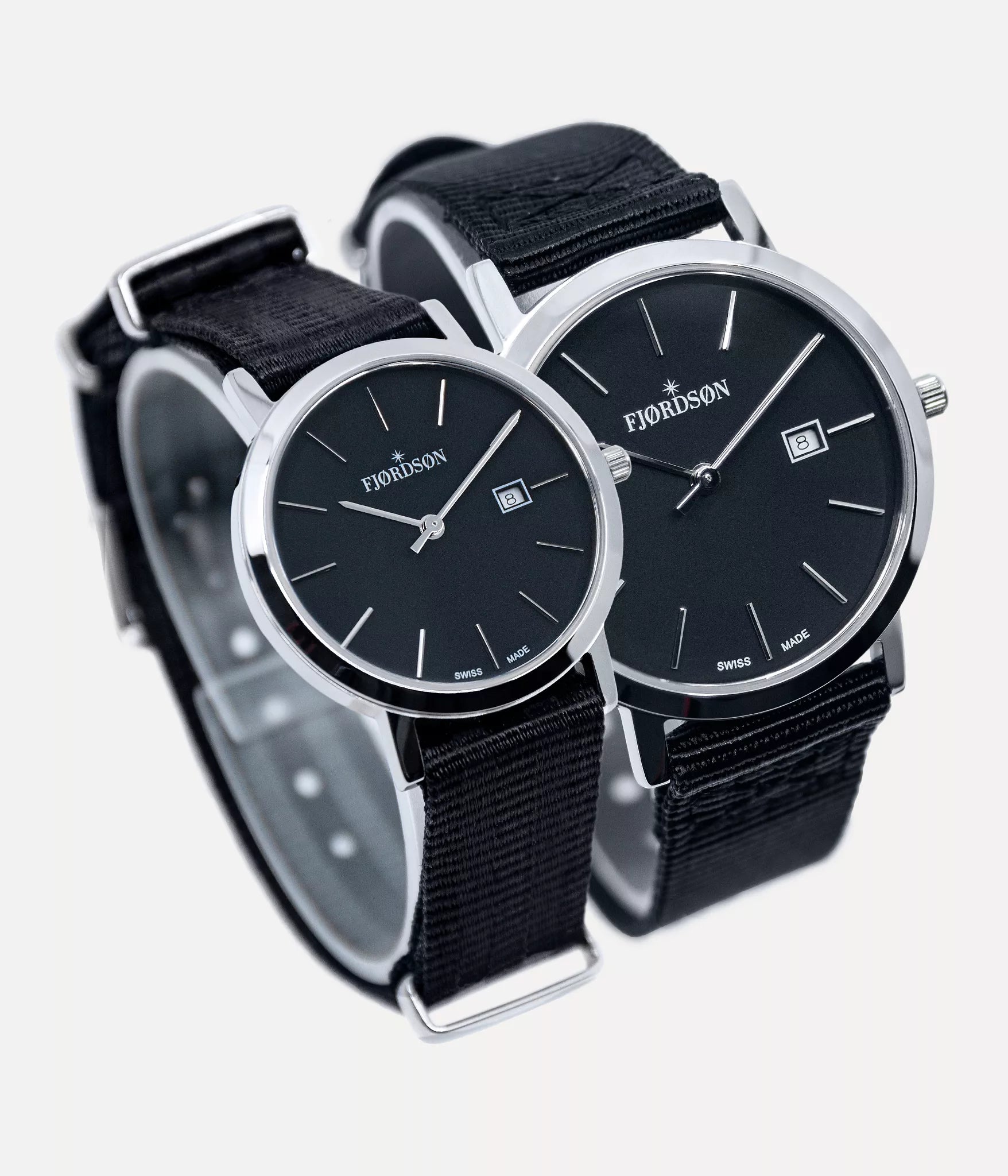 91 Black Dial With Black Nato Strap Matching Couple Watches Set Fjordson