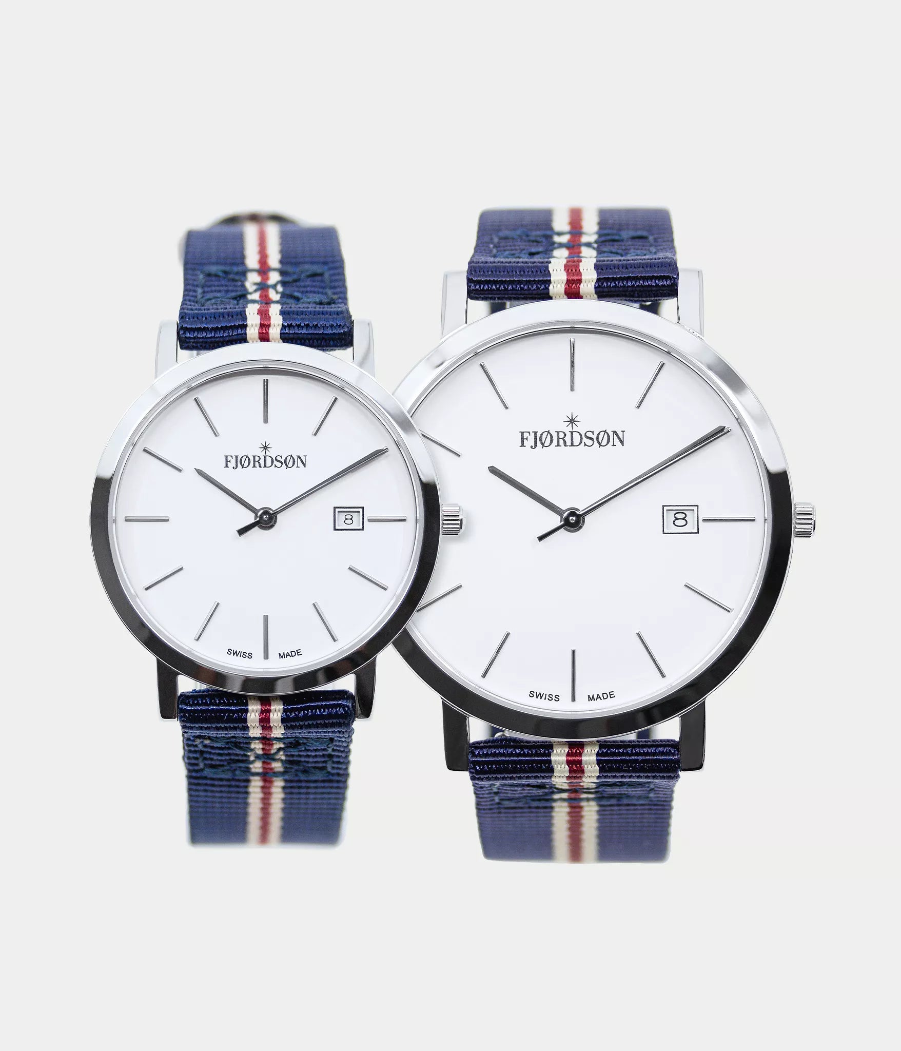 91 | White Dial With Black Nato Strap - Matching Couple Watches Set -  Fjordson