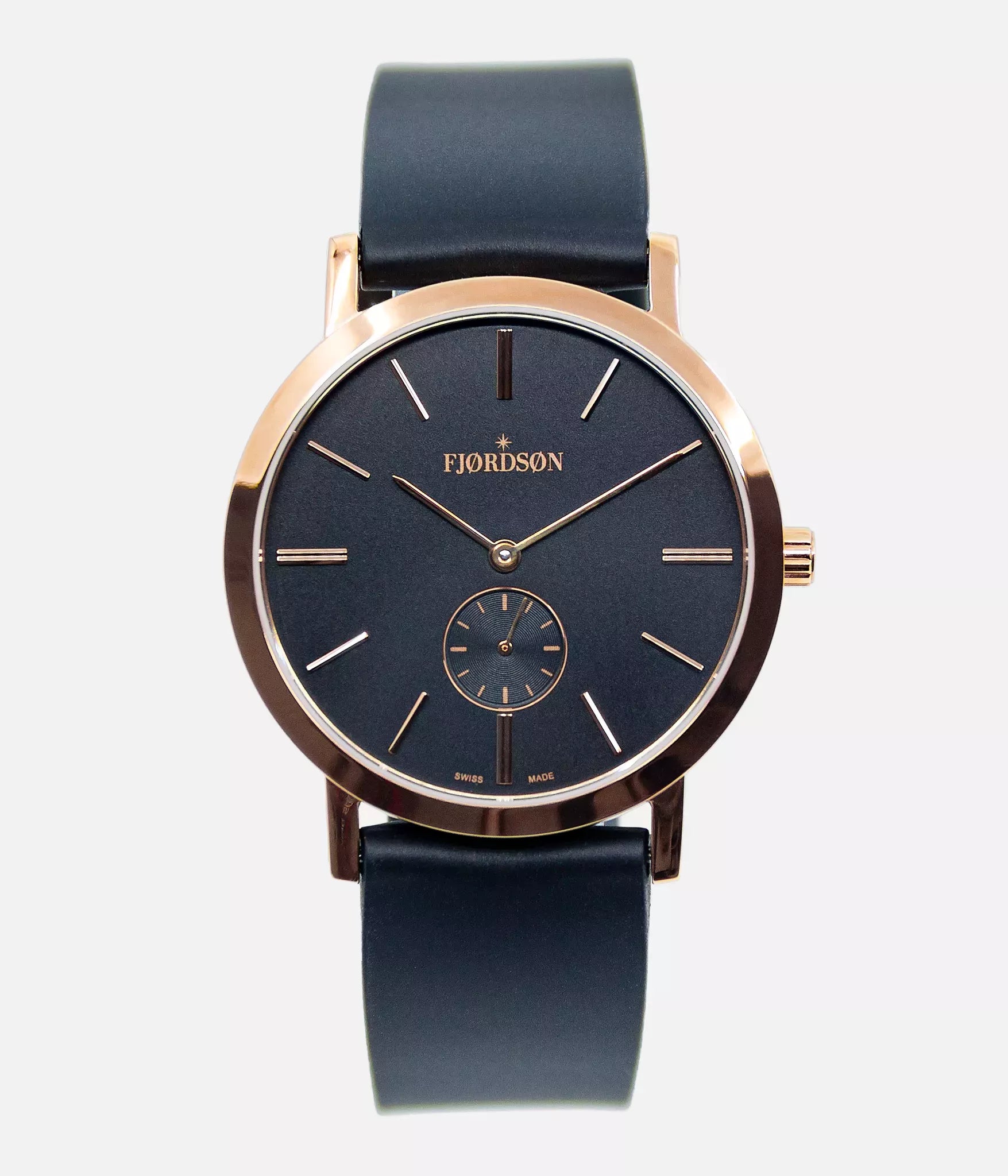 Fjordson Vegan Watches I Unisex Watch Rose Gold Black Rubber Strap