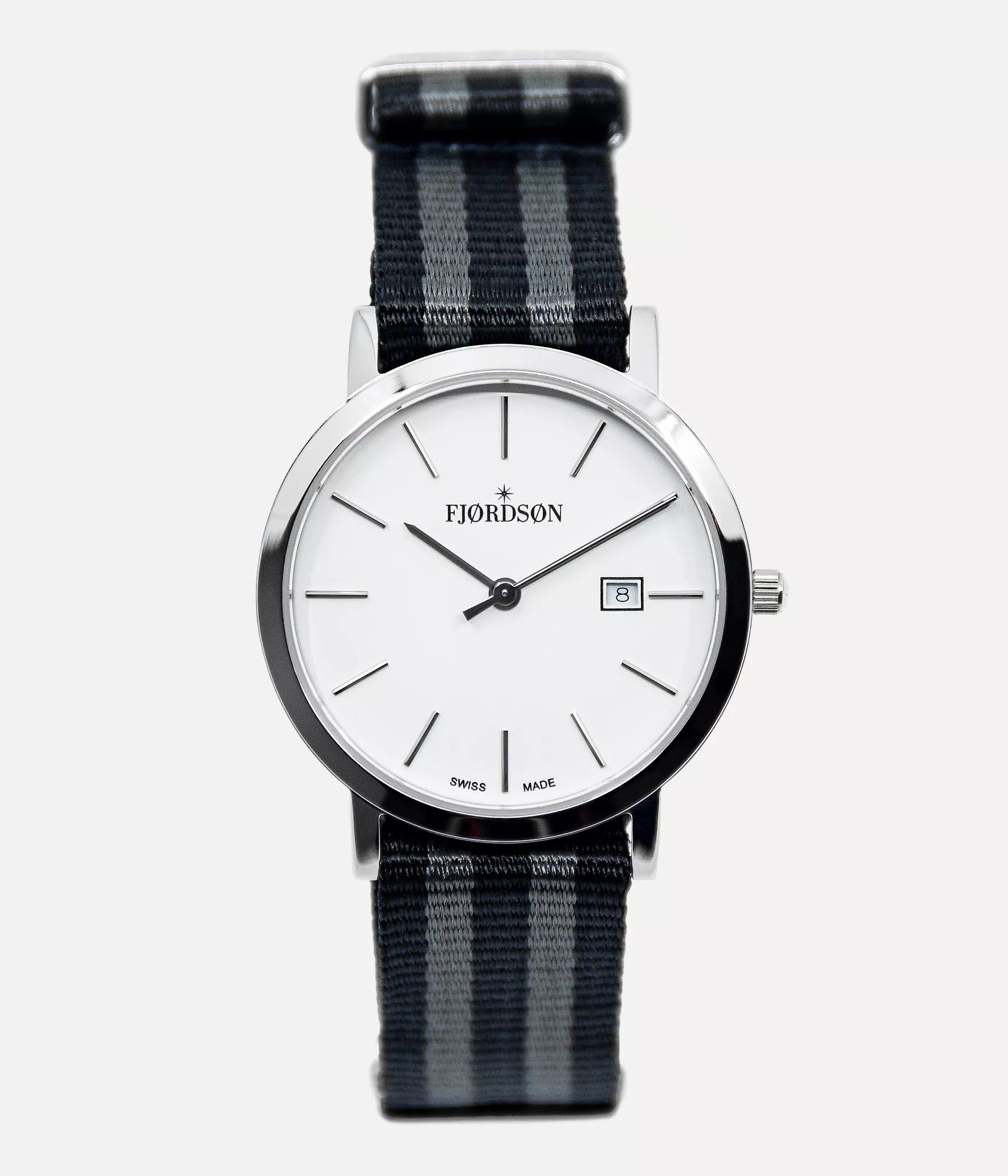 Fjordson Vegan Watches I Women's Watch White Dial & Black/Grey Strap