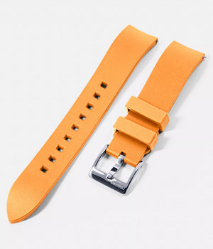 Watch strap shot - Fjordson watch with orange rubber watch strap - MEN - vegan & approved by PETA - Swiss made