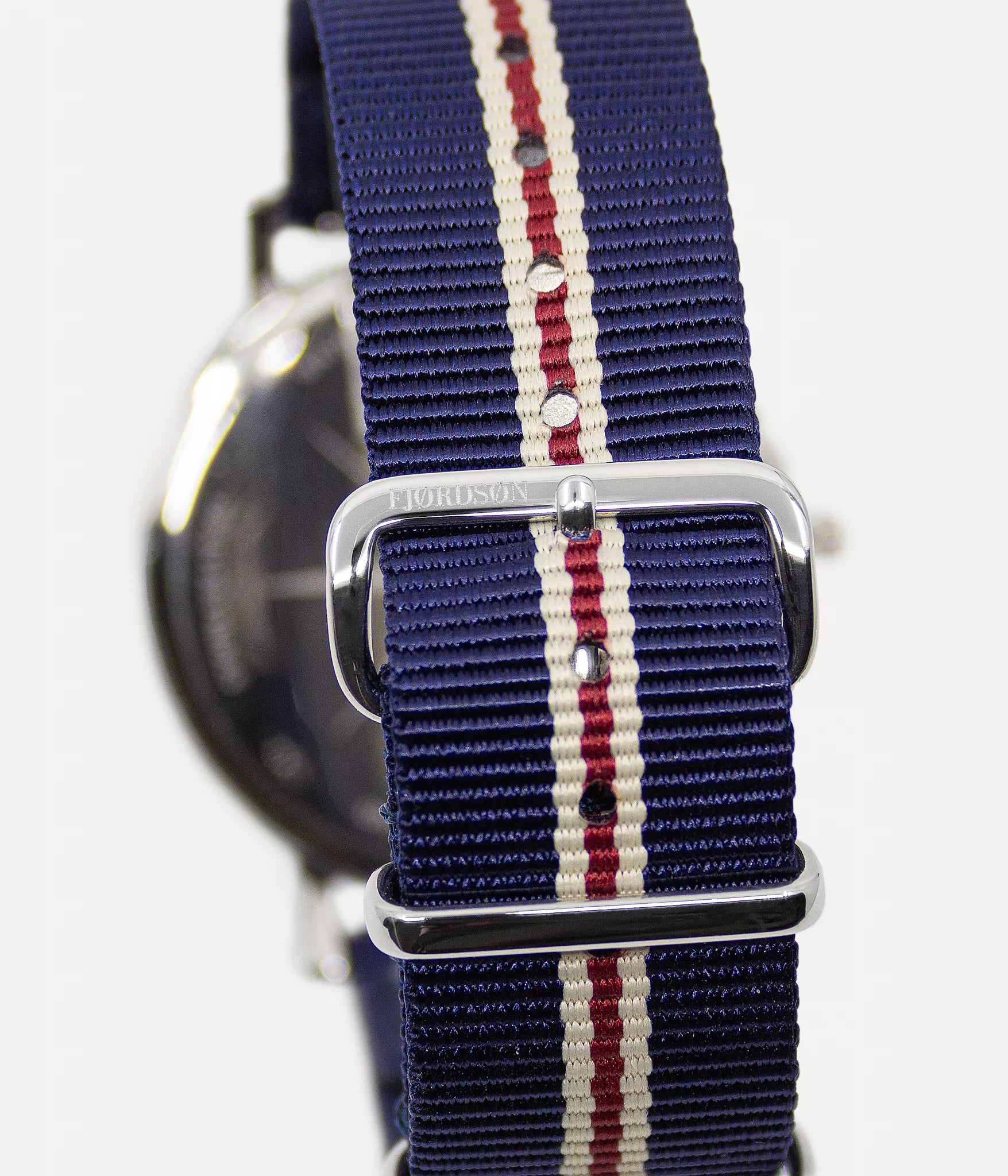 Fjordson Vegan Watches I Men s 20mm Striped Navy Blue Nato Strap